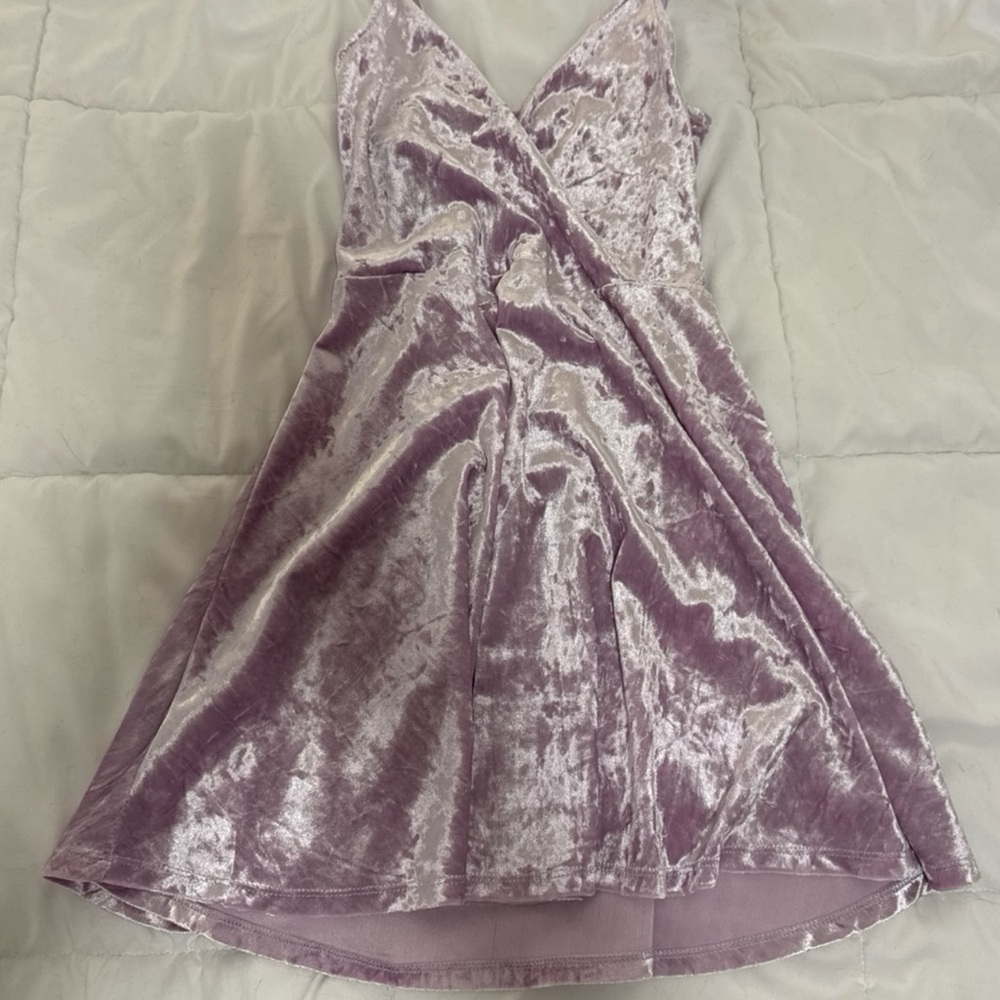 Love, Fire Crushed Velvet Lavender Pink Purple Skater Dress